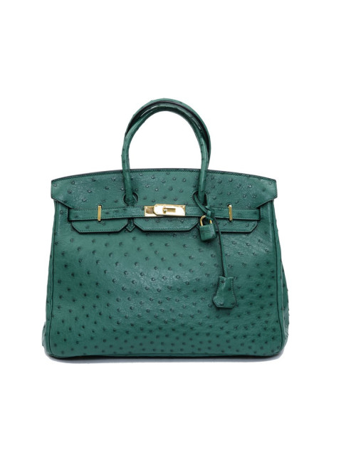 Birkin 35 HERMES en autruche vert