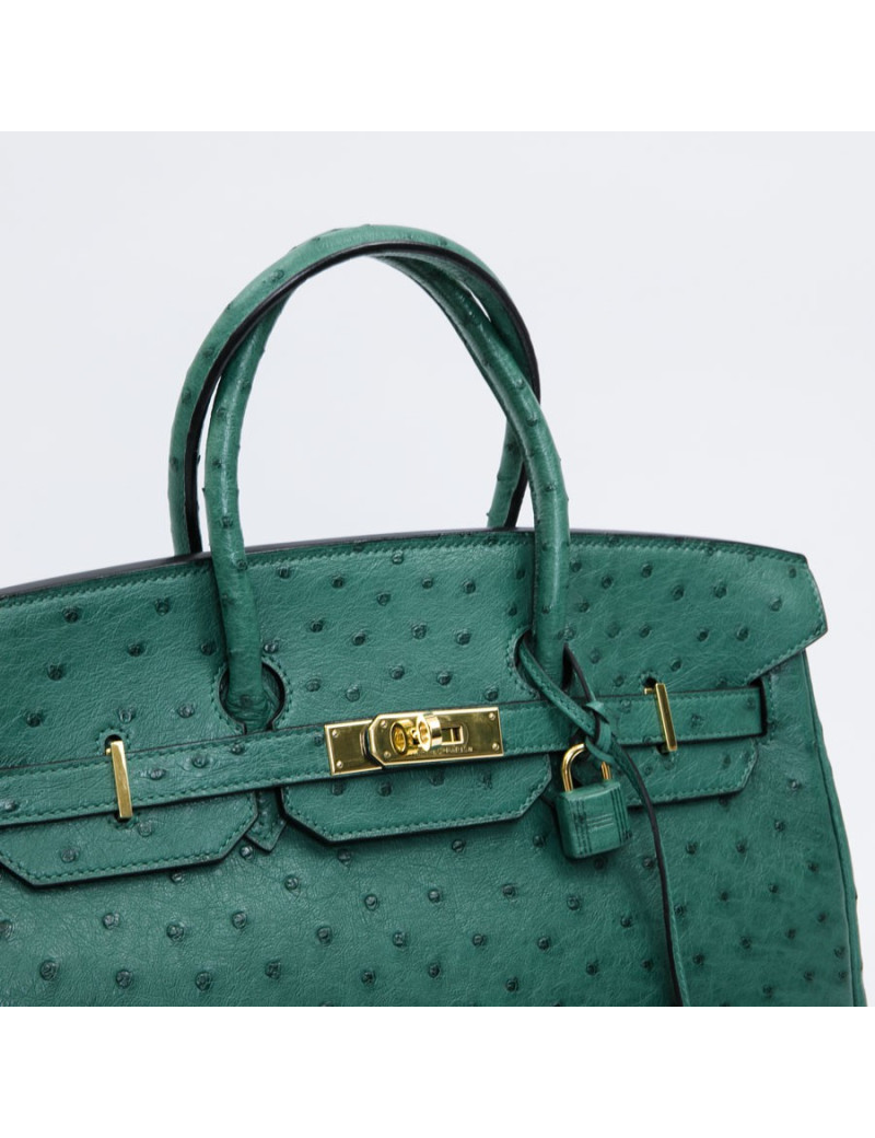 Birkin 35 HERMES en autruche vert
