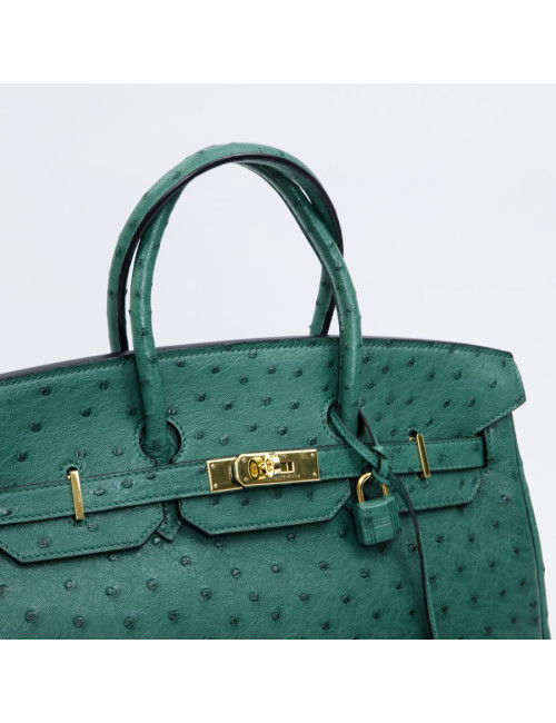 Birkin 35 HERMES en autruche vert