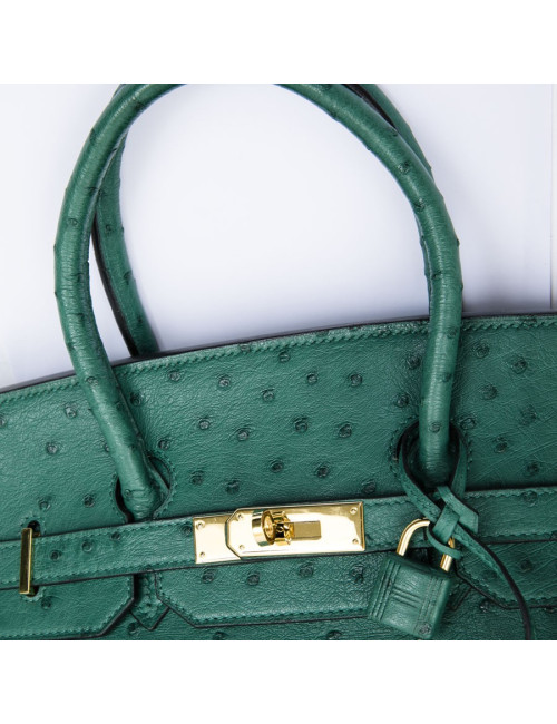 Birkin 35 HERMES en autruche vert