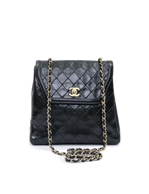 Sac Chanel cuir matelassé noir vintage