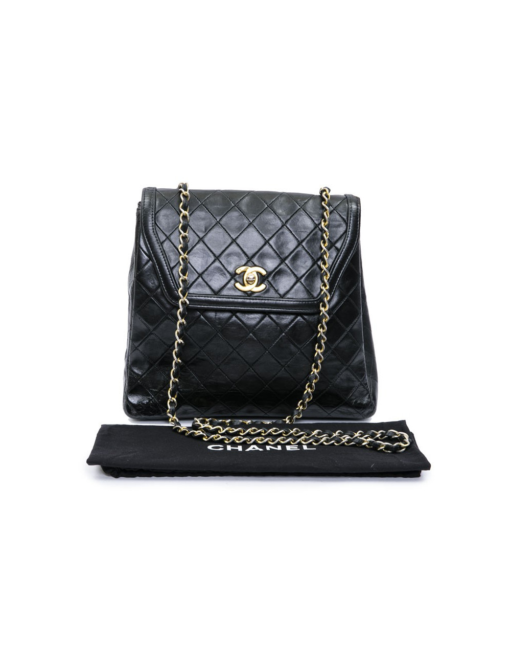Sac Chanel cuir matelassé noir vintage
