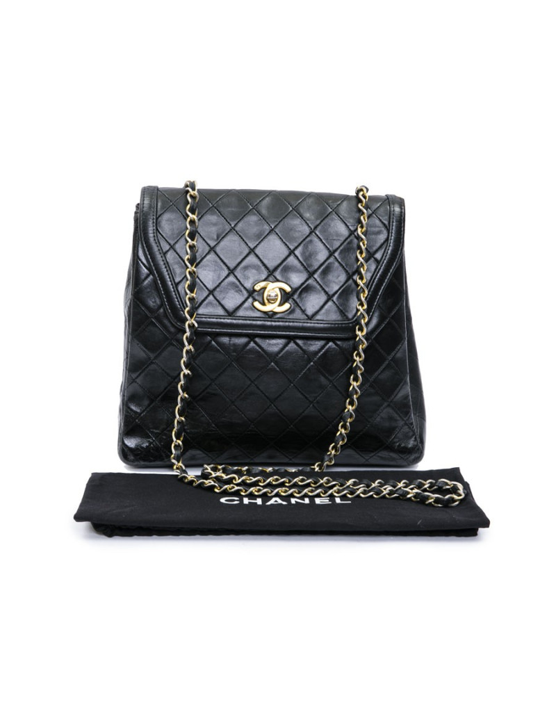 Sac Chanel cuir matelassé noir vintage