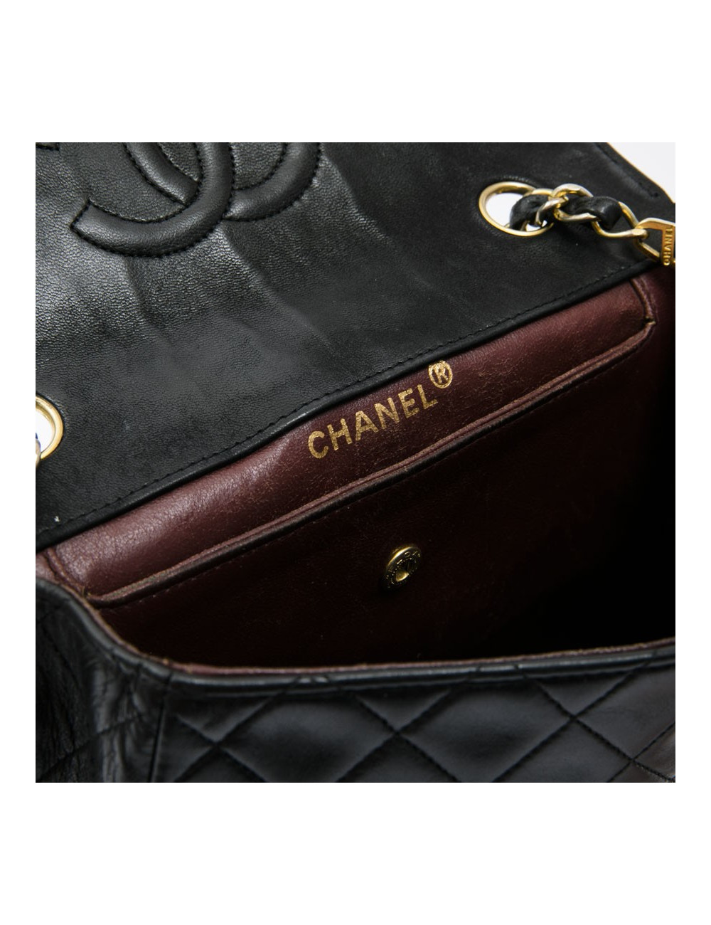 Sac Chanel cuir matelassé noir vintage