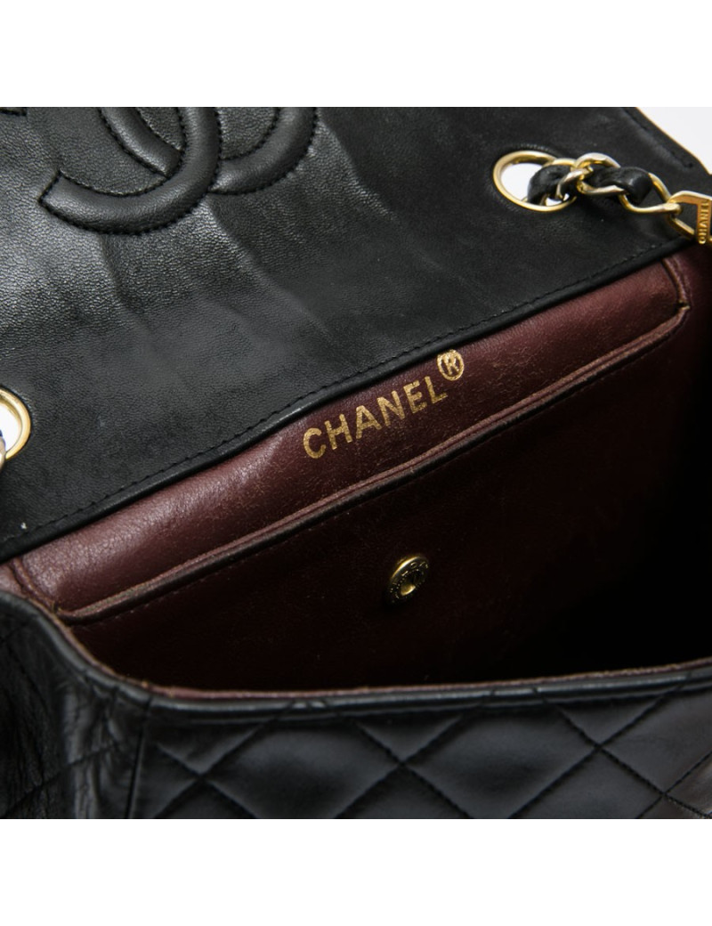 Sac Chanel cuir matelassé noir vintage