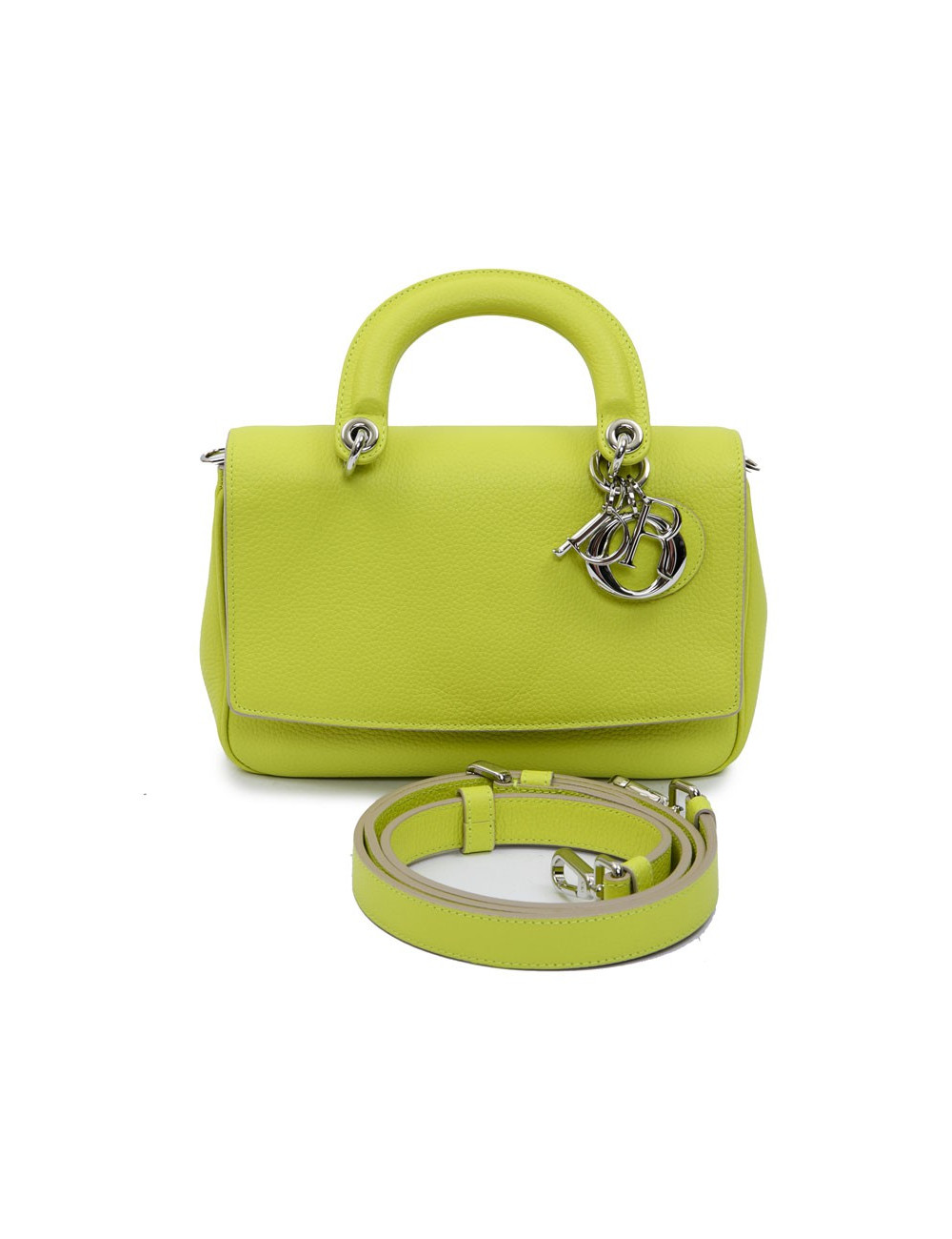 Sac BE DIOR cuir taurillon vert acide 