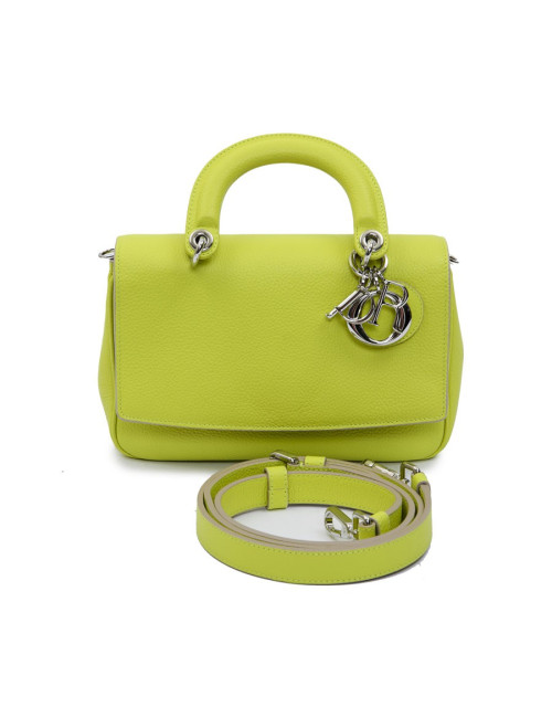 Sac BE DIOR cuir taurillon vert acide 