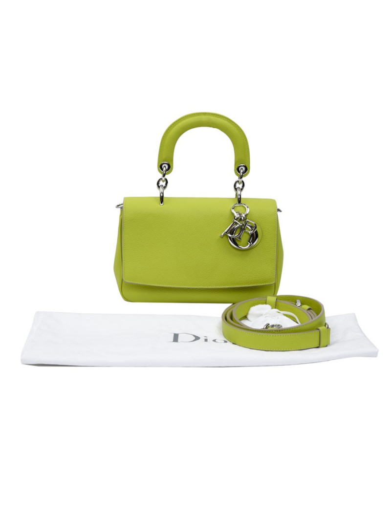 Sac BE DIOR cuir taurillon vert acide 