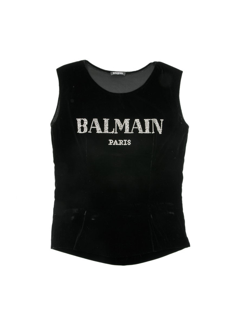 Tee-shirt BALMAIN en velours stretch noir T38