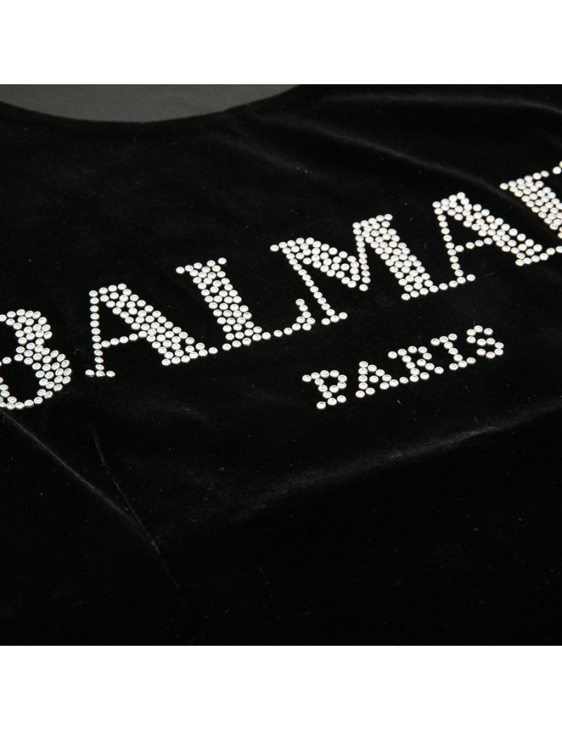 Tee-shirt BALMAIN en velours stretch noir T38