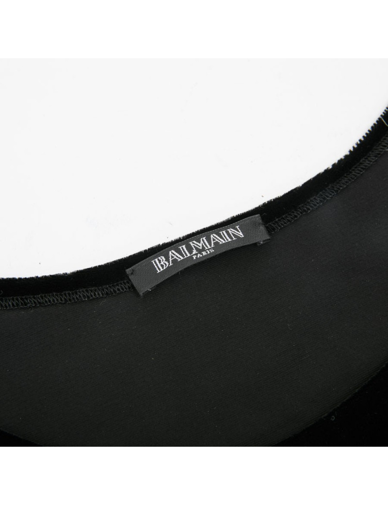 Tee-shirt BALMAIN en velours stretch noir T38