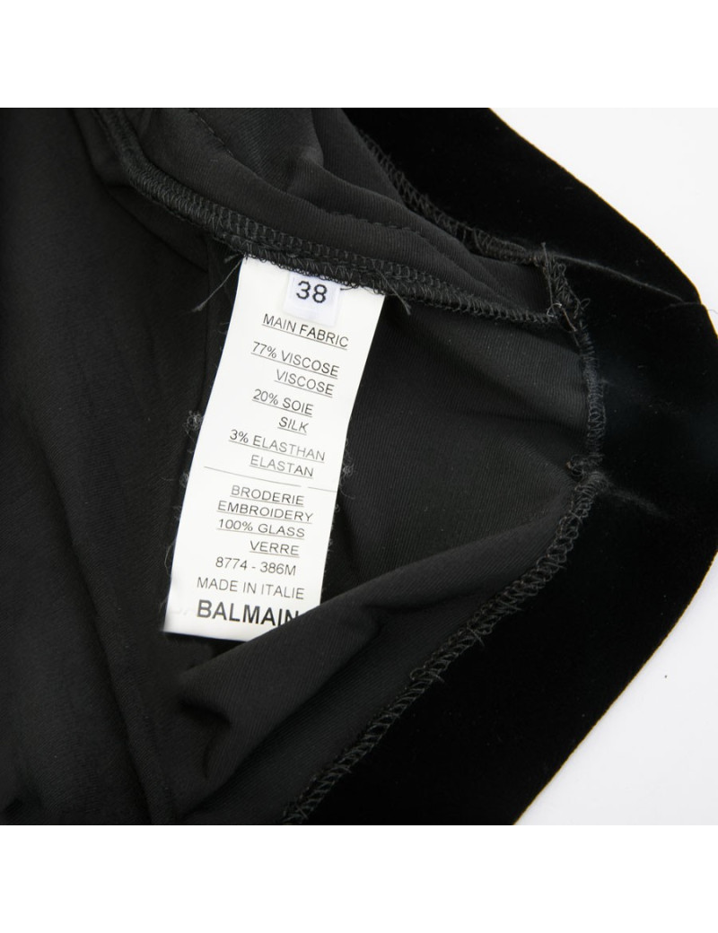 Tee-shirt BALMAIN en velours stretch noir T38