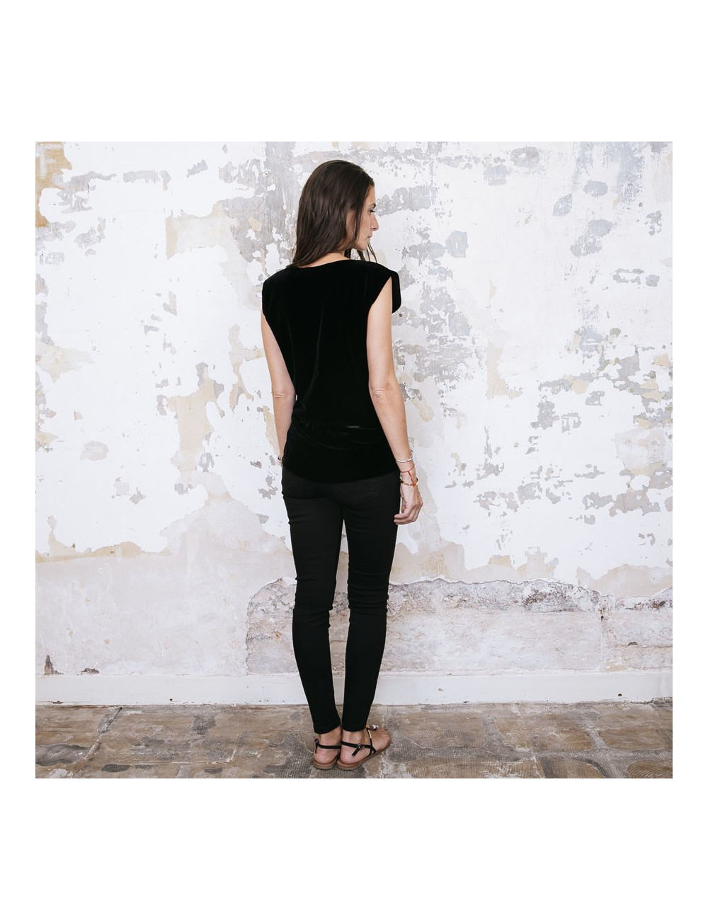 Pull BALMAIN en velours stretch noir