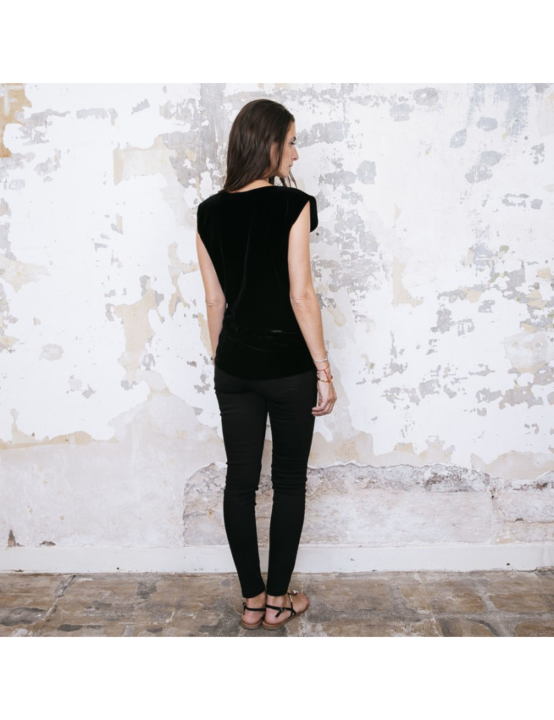 Tee-shirt BALMAIN en velours stretch noir T38