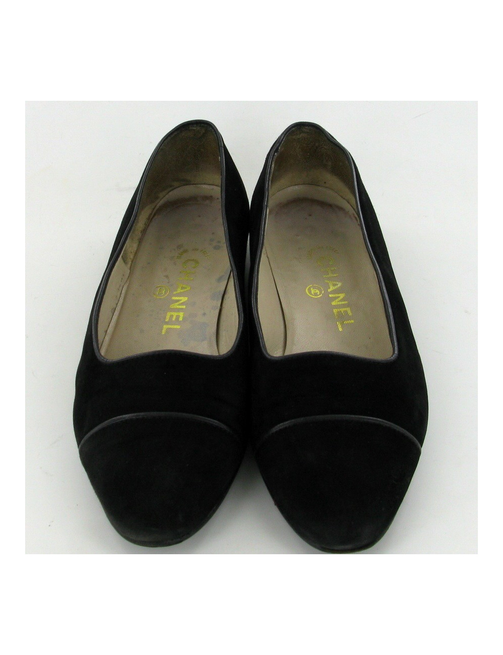 Ballerines CHANEL en daim noir T.38,5