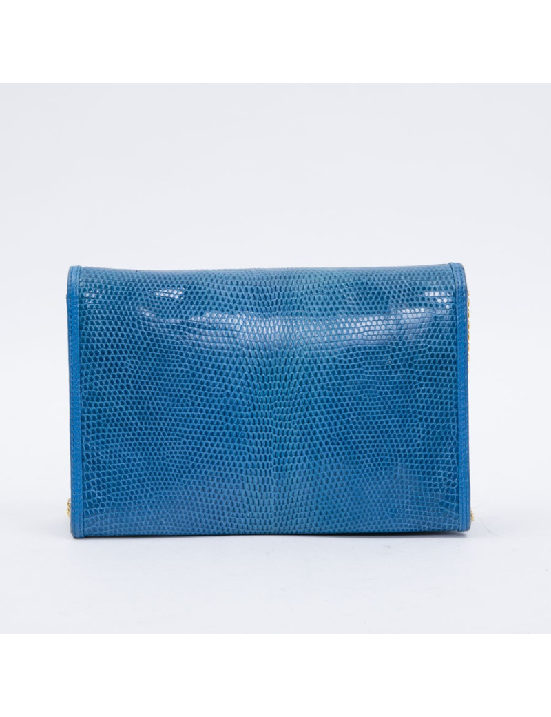 CHANEL vintage rare bag in blue lizard