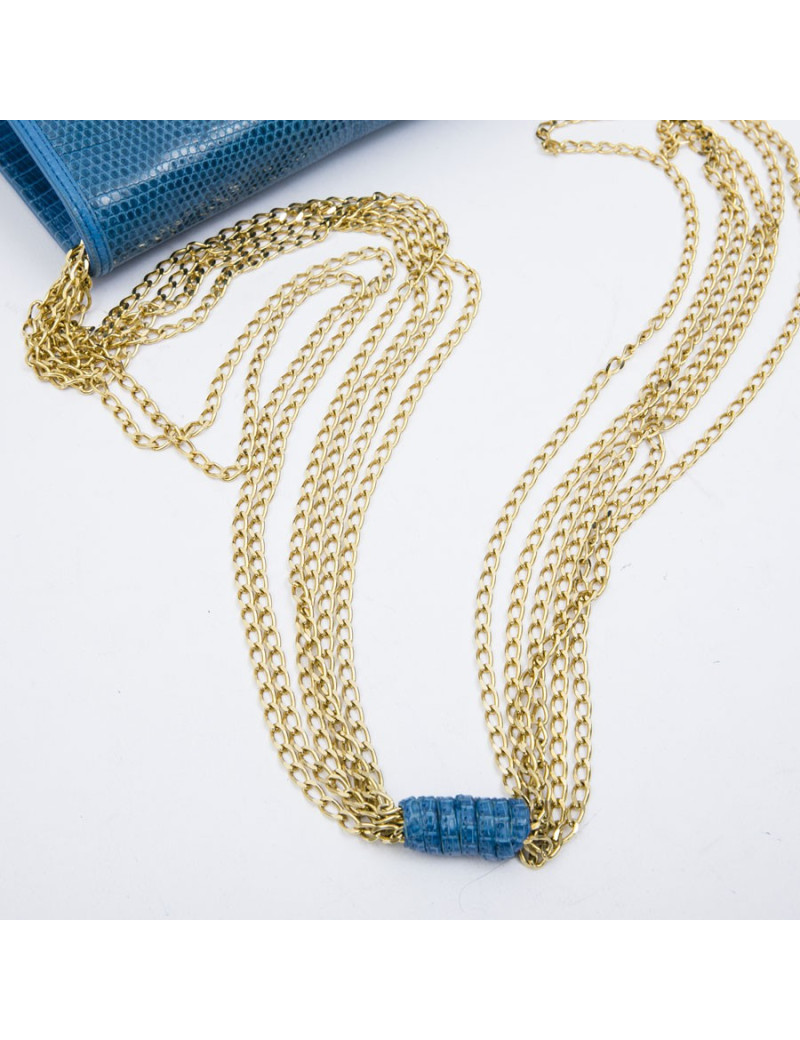 CHANEL vintage rare bag in blue lizard