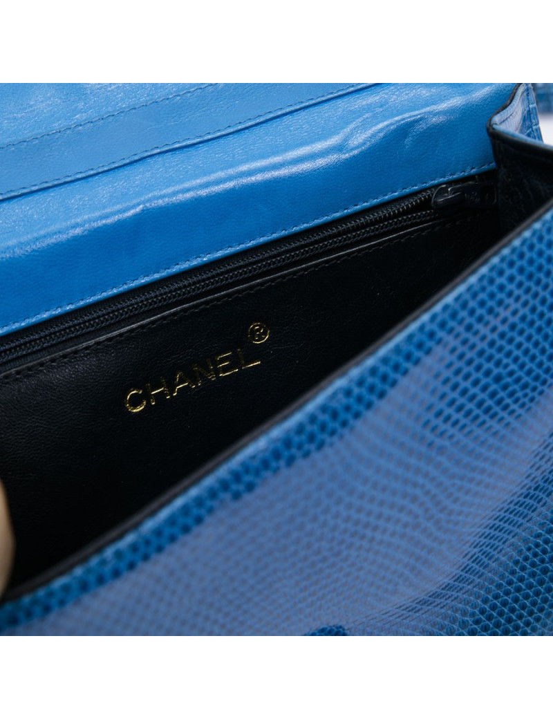 CHANEL vintage rare bag in blue lizard