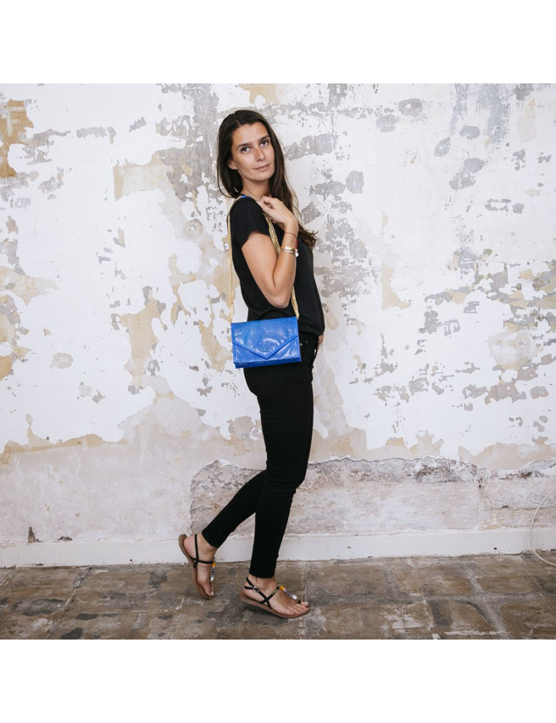 CHANEL vintage rare bag in blue lizard