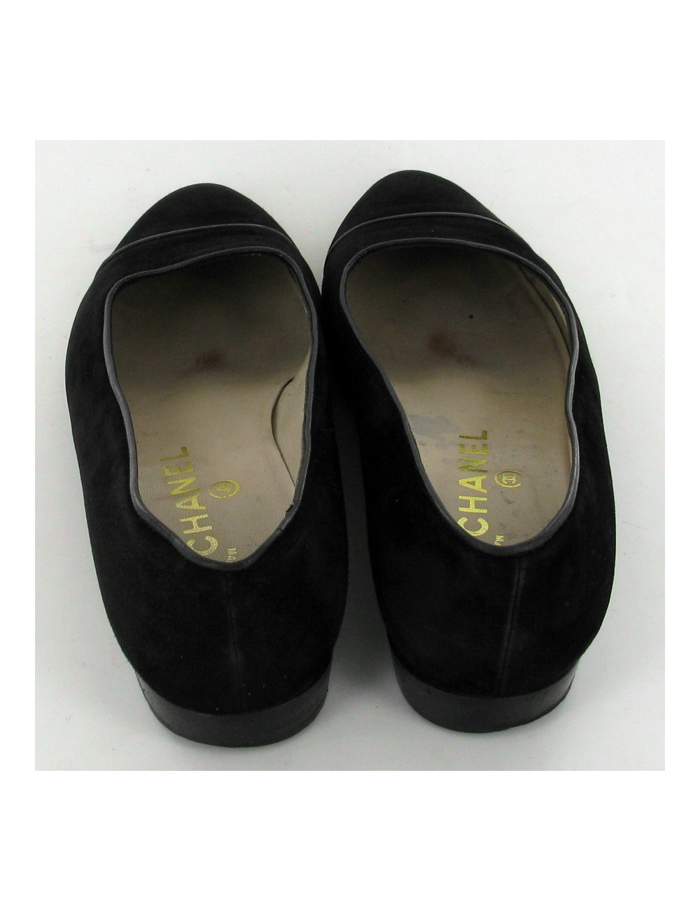 Ballerines CHANEL en daim noir T.38,5