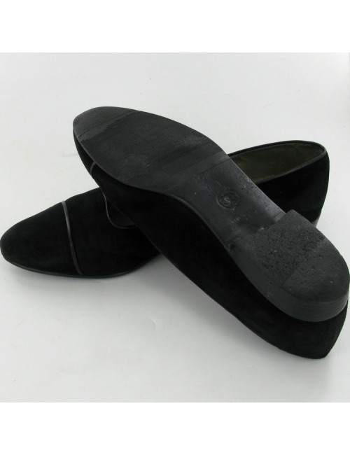 Ballerines CHANEL vintage  en daim noir T.38,5
