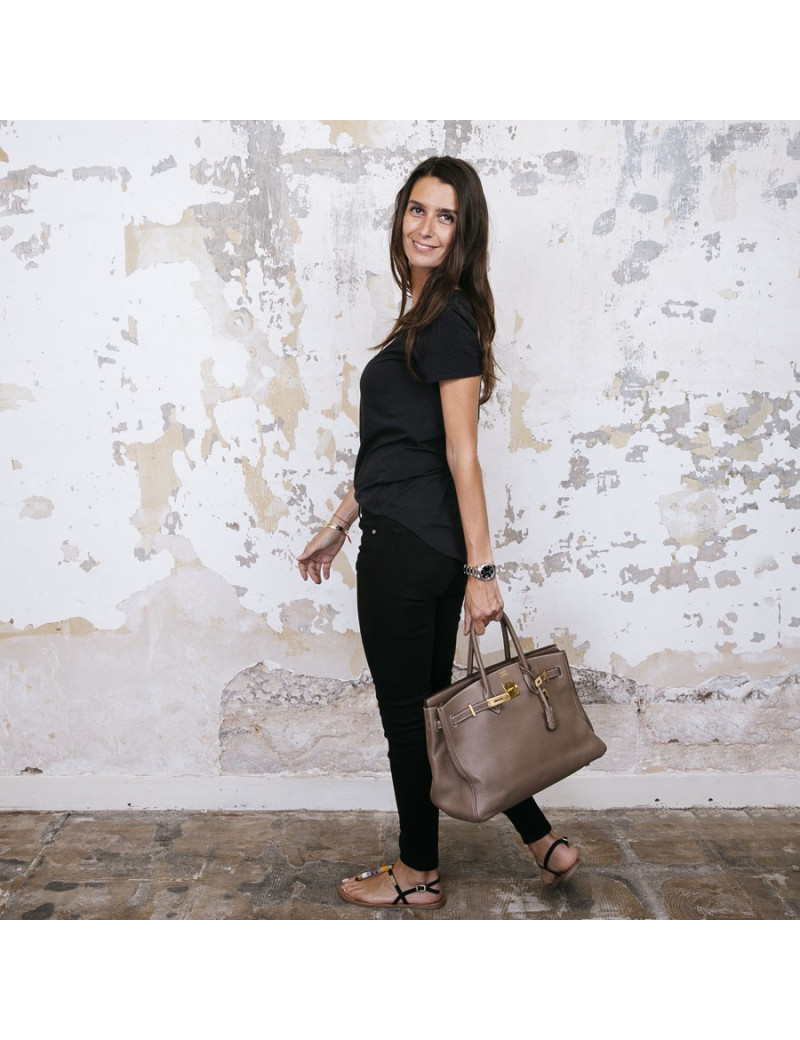 HERMES Birkin 35 in étoupe taurillon leather