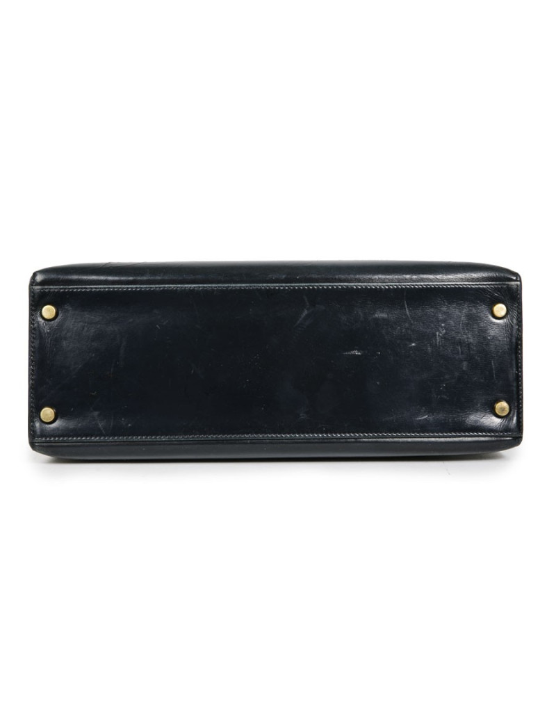 HERMES vintage Kelly 32 bag in navy blue box leather