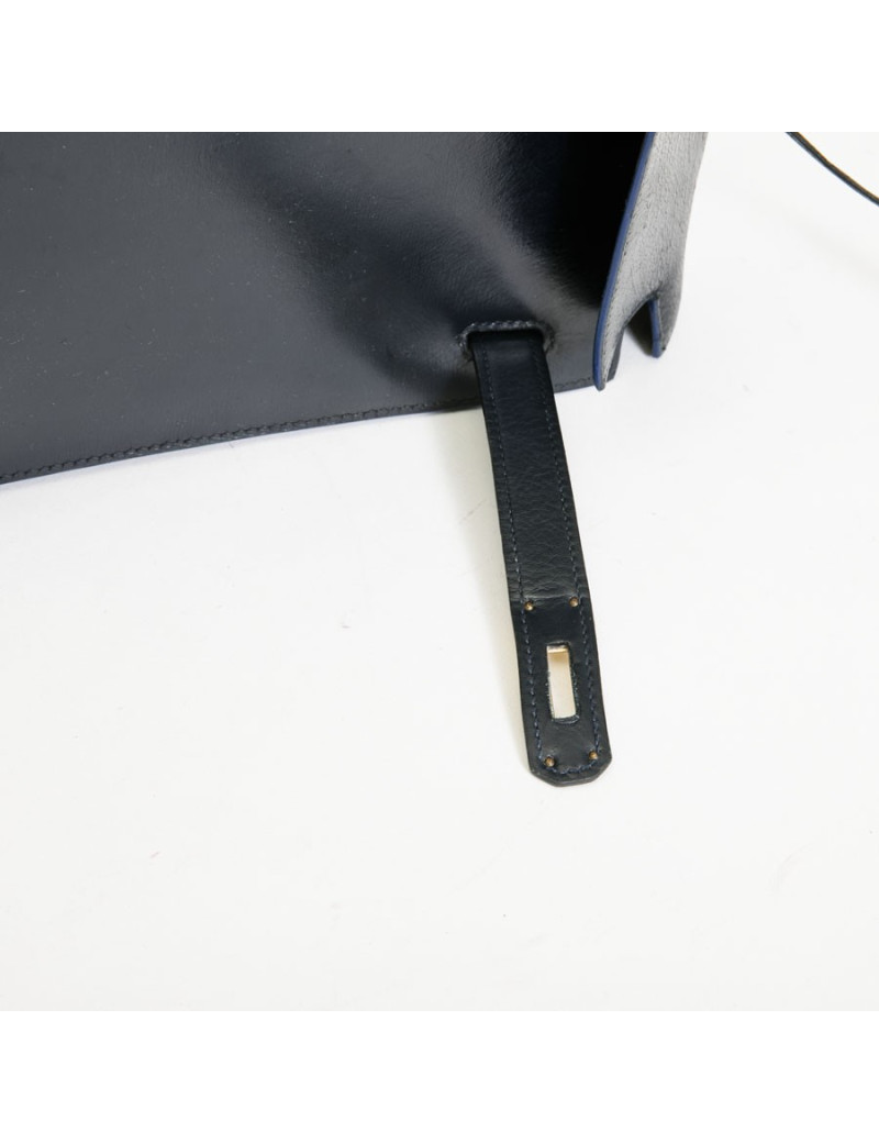 HERMES vintage Kelly 32 bag in navy blue box leather