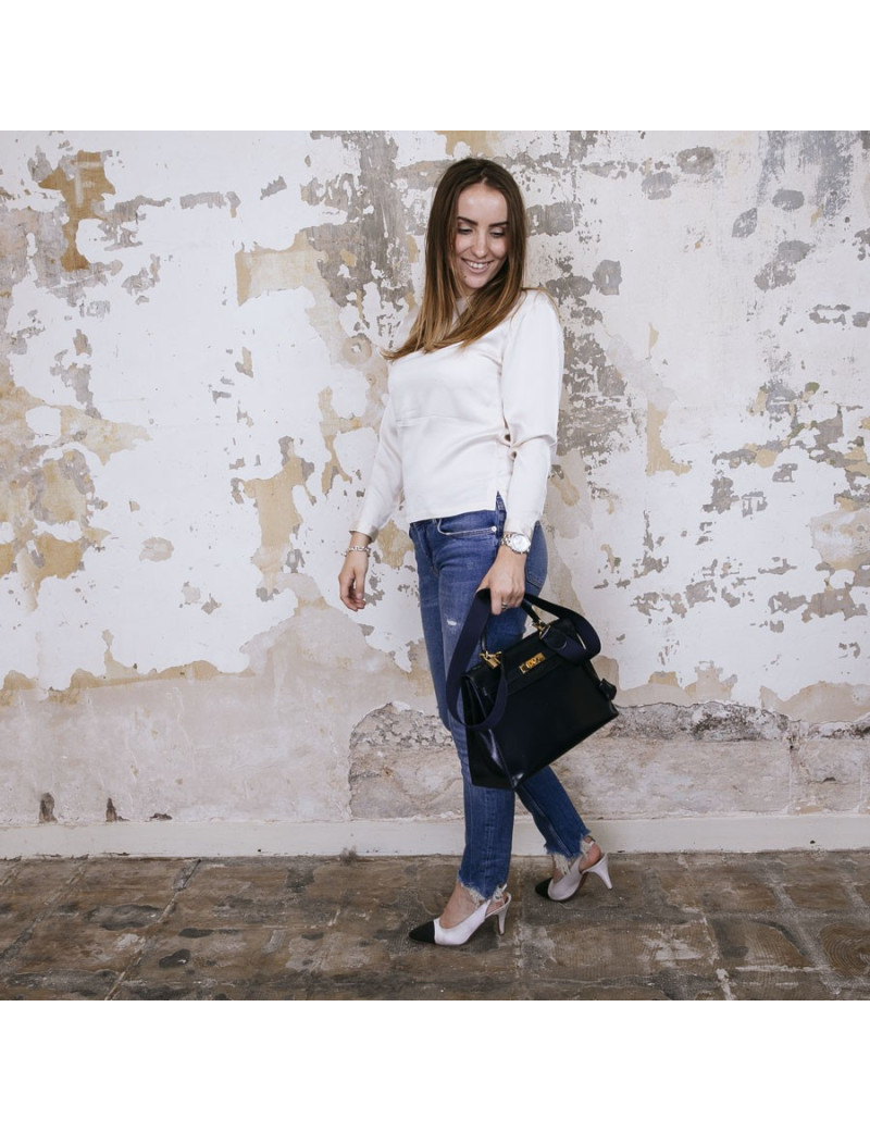 Sac kelly 32 HERMES piqûres sellier vintage bleu marine