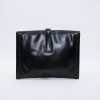 HERMES vintage large model Jige clutch in black box leather