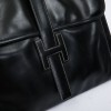 HERMES vintage large model Jige clutch in black box leather