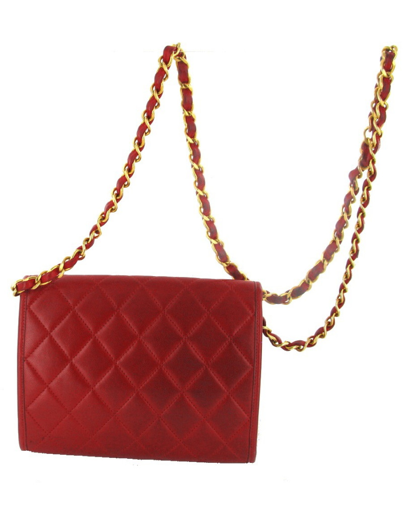 Sac CHANEL Vintage  cuir d'agneau  matelassé rouge