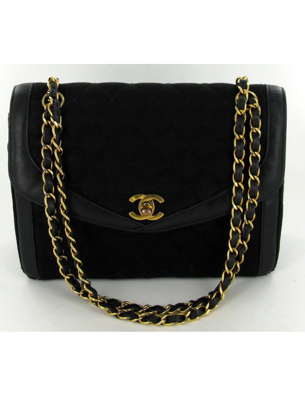 Sac CHANEL Vintage Jersey matelassé noir