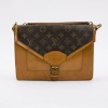 LOUIS VUITTON vintage satchel bag in brown monogram canvas and leather