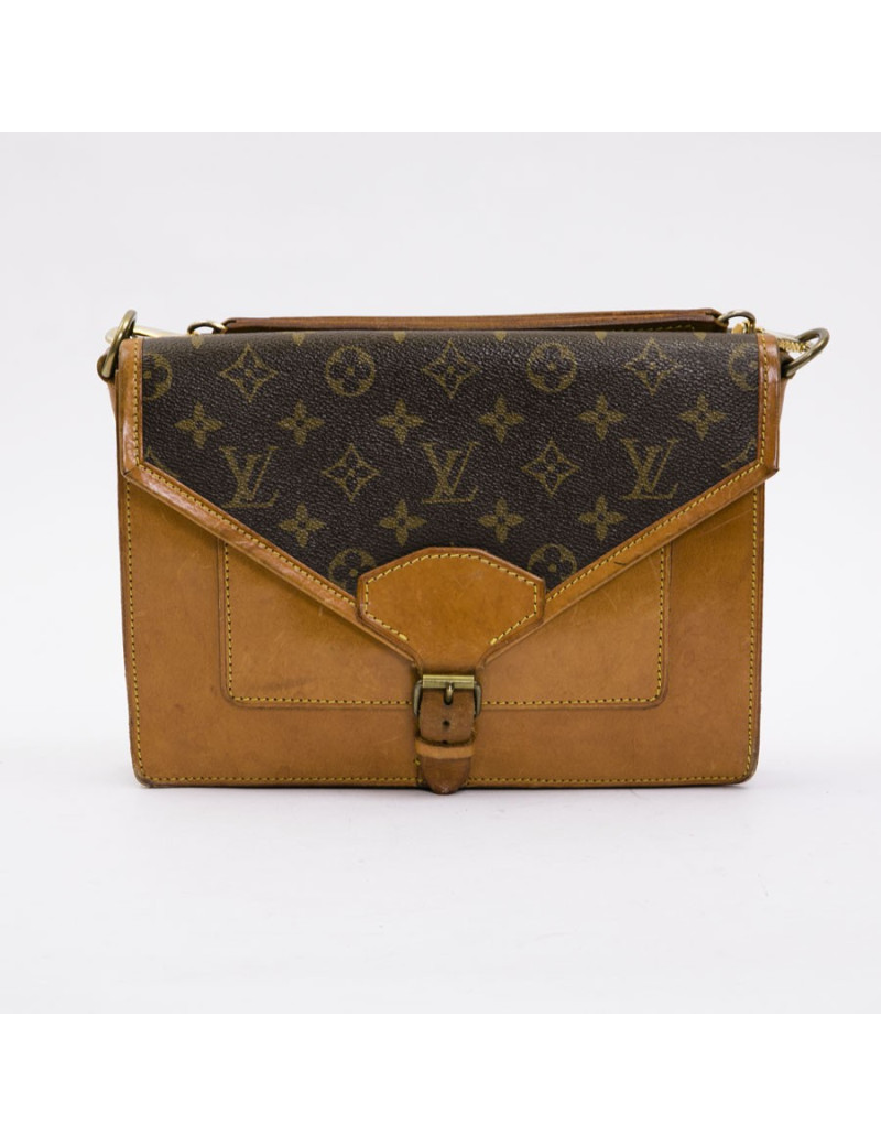 LOUIS VUITTON vintage satchel bag in brown monogram canvas and leather