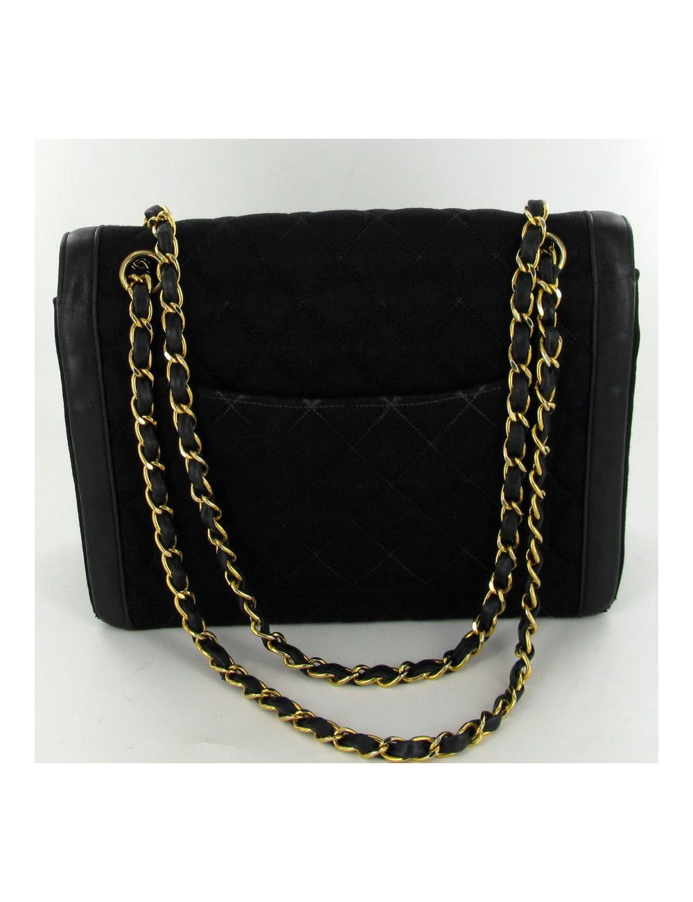 Sac CHANEL Vintage Jersey matelassé noir