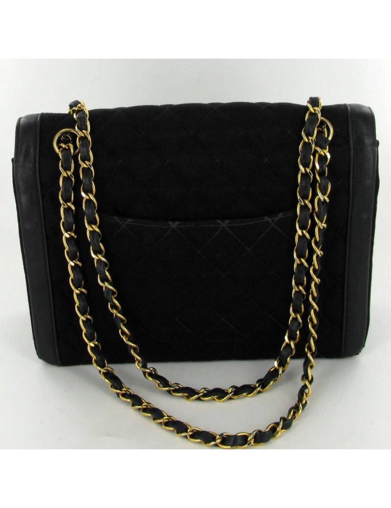 Sac CHANEL Vintage Jersey matelassé noir