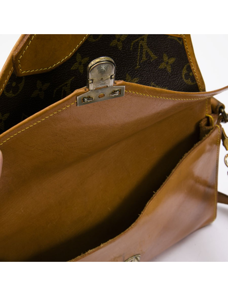 LOUIS VUITTON vintage satchel bag in brown monogram canvas and leather
