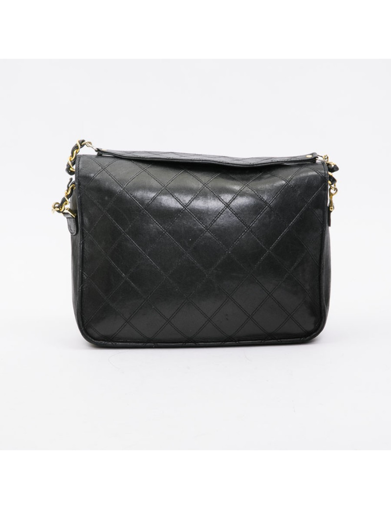 Sac CHANEL cuir d'agneau matelassé noir Vintage