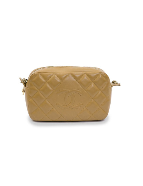 CHANEL camera bag in camel quilted leather