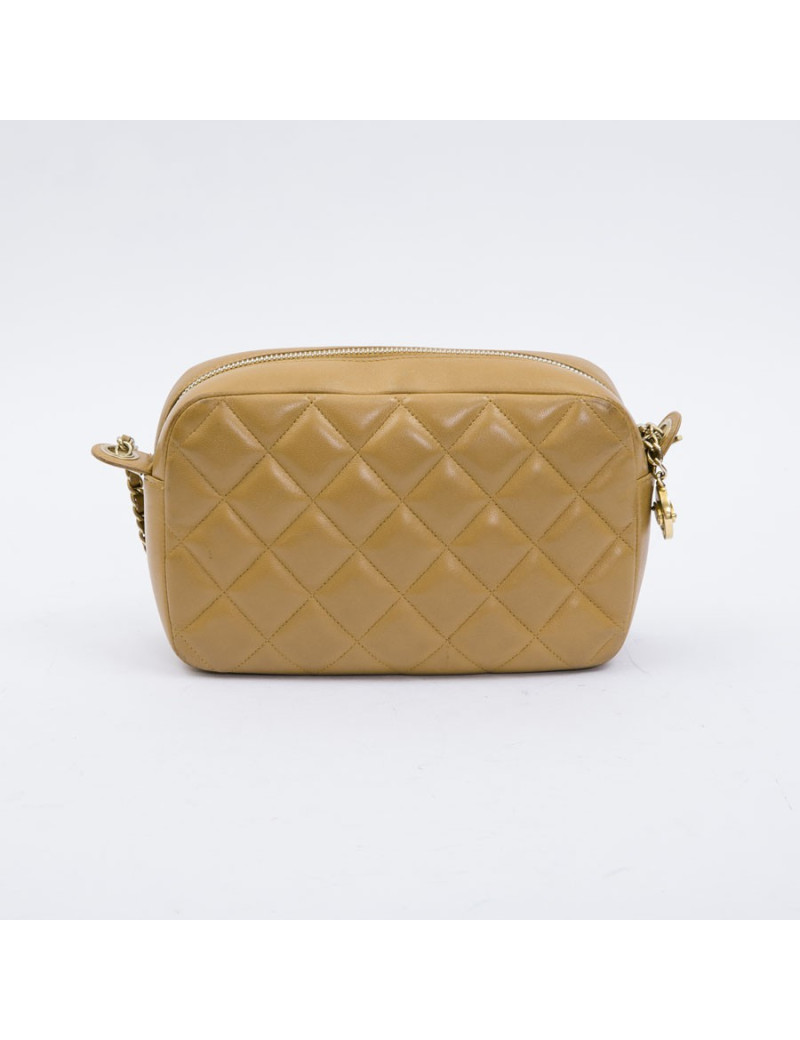 CHANEL camera bag in camel quilted leather