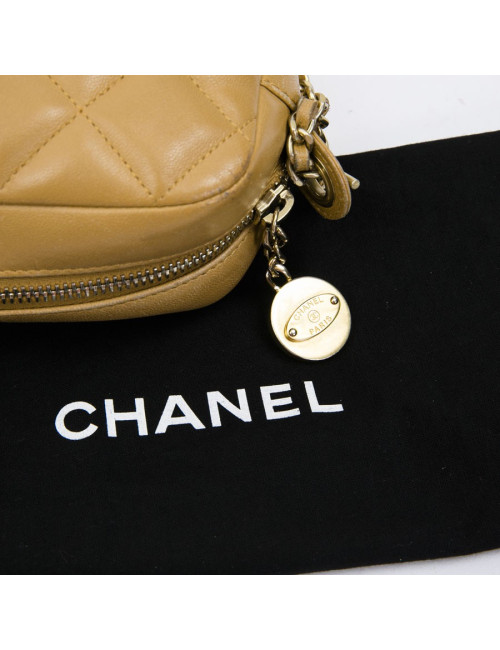 CHANEL camera bag in camel quilted leather
