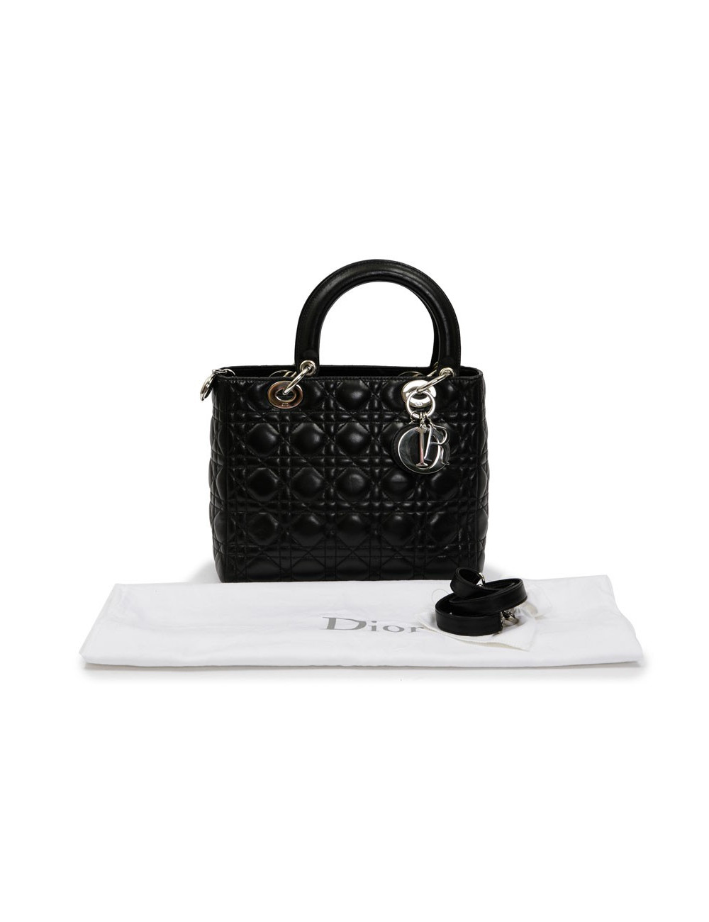  Lady D DIOR bag in black lambskin leather
