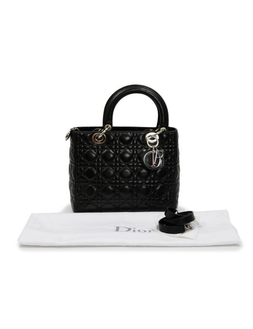 Sac Lady DIOR en cuir d'agneau noir cannage