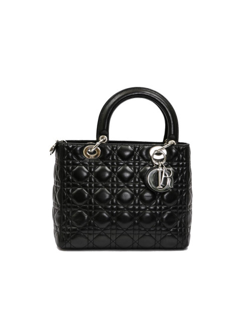 Sac Lady DIOR en cuir d'agneau noir cannage