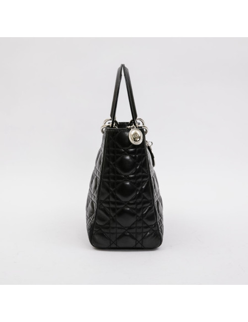 Sac Lady DIOR en cuir d'agneau noir cannage