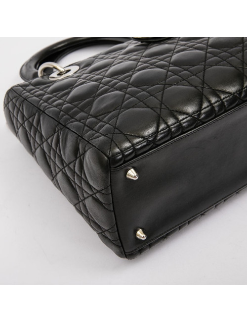 Sac Lady DIOR en cuir d'agneau noir cannage