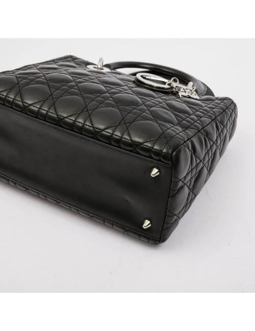 Sac Lady DIOR en cuir d'agneau noir cannage