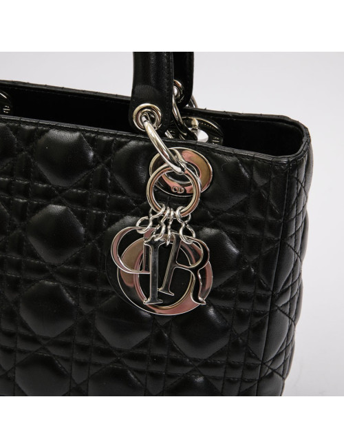 Sac Lady DIOR en cuir d'agneau noir cannage