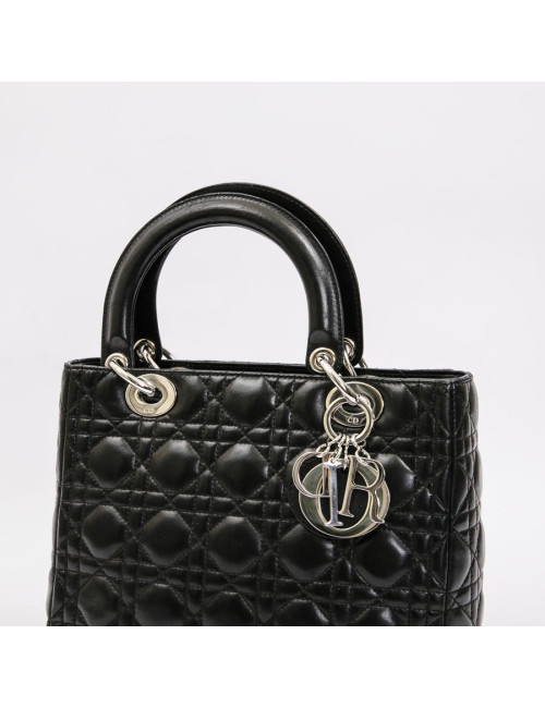 Sac Lady DIOR en cuir d'agneau noir cannage